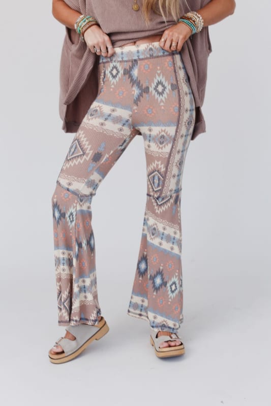 Plus Size Boho Pants Women's Plus Colorblock Geometric Print - Temu